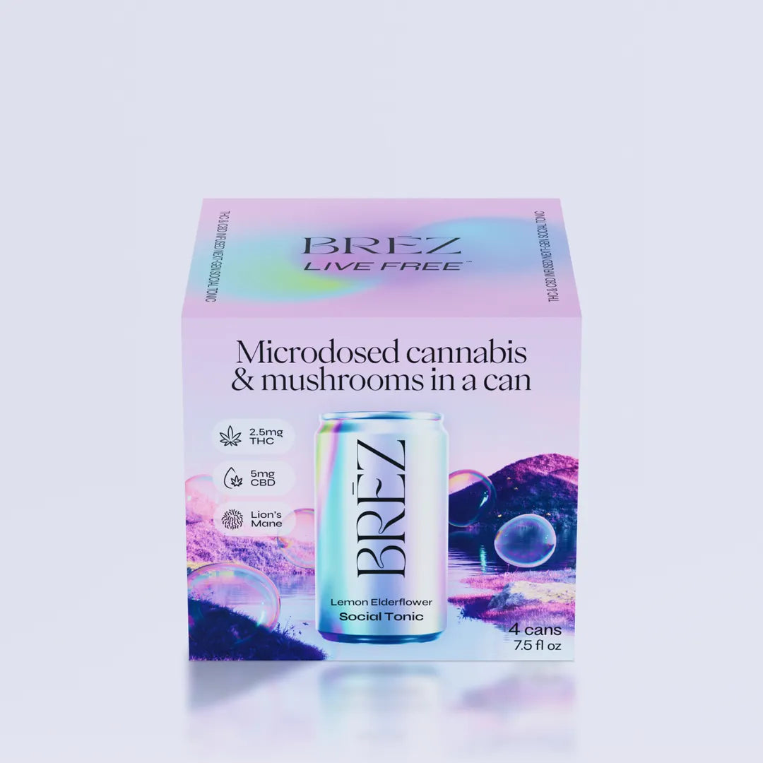 BRĒZ | 2.5mg Cannabis and Mushrooms Social Tonic | 4-Pack