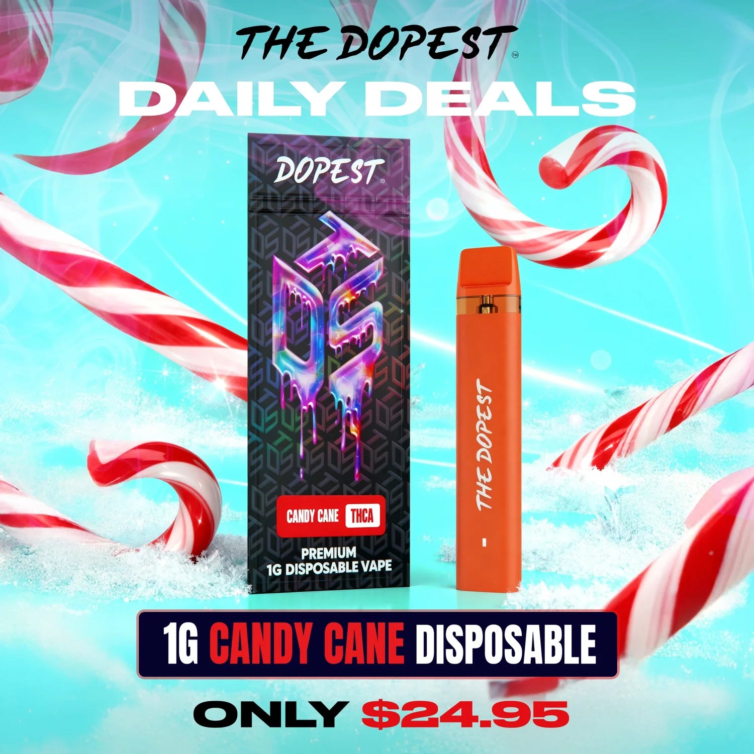 The Dopest Shop Candy Cane Indica Vape Disposable 1g