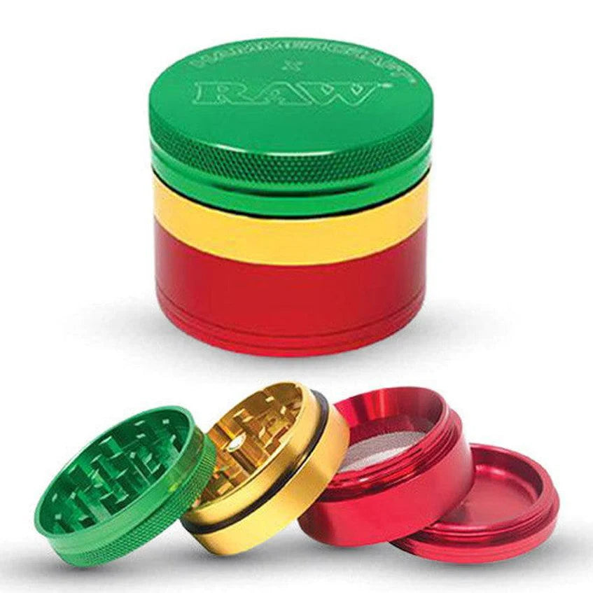 Raw X Hammercraft 4 Piece 2.2" Grinder - Medium - Rasta - (1 Count)